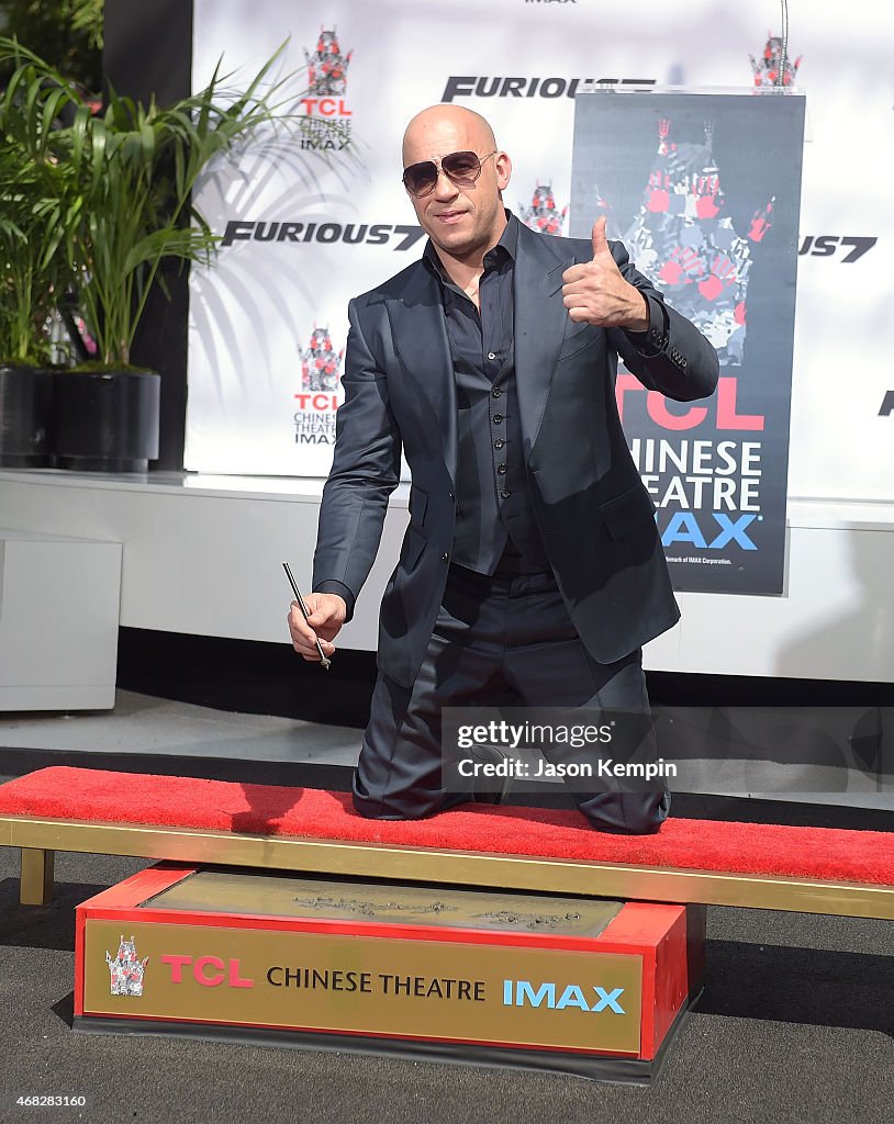 Vin Diesel Immortalized With Hand And Footprint Ceremony