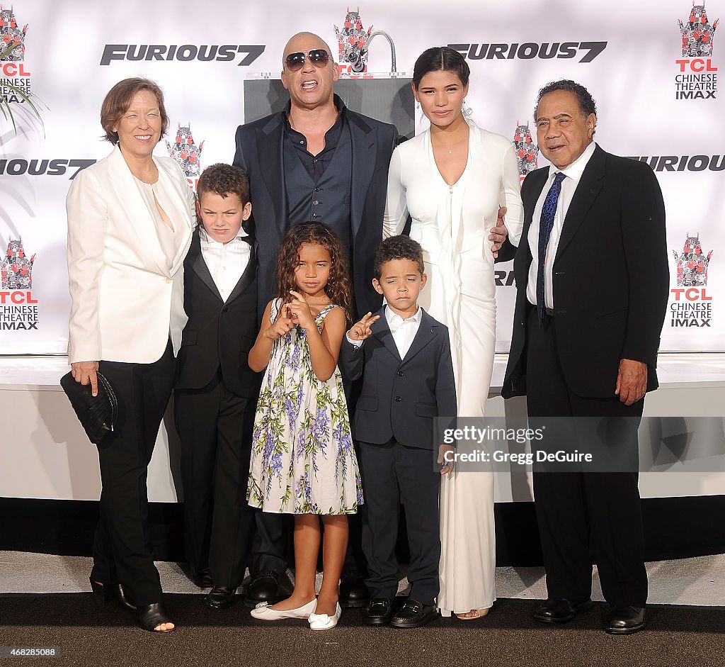 Vin Diesel Hand/Footprint Ceremony At TCL Chinese Theatre