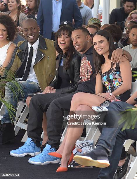 Tyrese Gibson, Michelle Rodriguez, Ludacris and Jordana Brewster attend his hand and footprint ceremony at TCL Chinese Theatre IMAX on April 1, 2015...