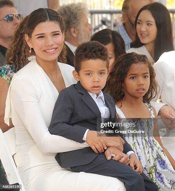 Paloma Jimenez and kids at Vin Diesel's Hand/Footprint Ceremony At TCL Chinese Theatre at TCL Chinese Theatre IMAX on April 1, 2015 in Hollywood,...