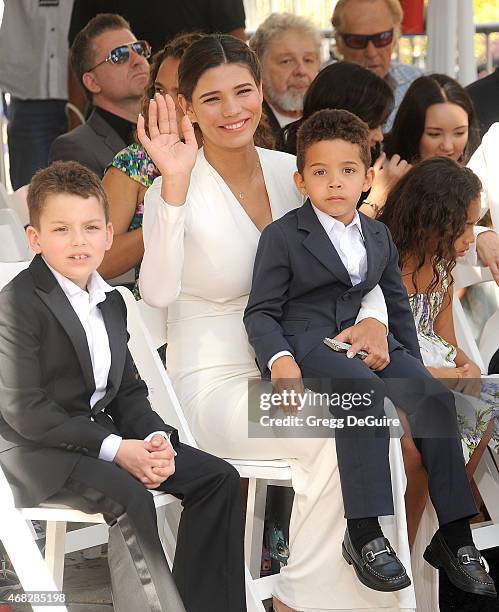 Paloma Jimenez and kids at Vin Diesel's Hand/Footprint Ceremony At TCL Chinese Theatre at TCL Chinese Theatre IMAX on April 1, 2015 in Hollywood,...