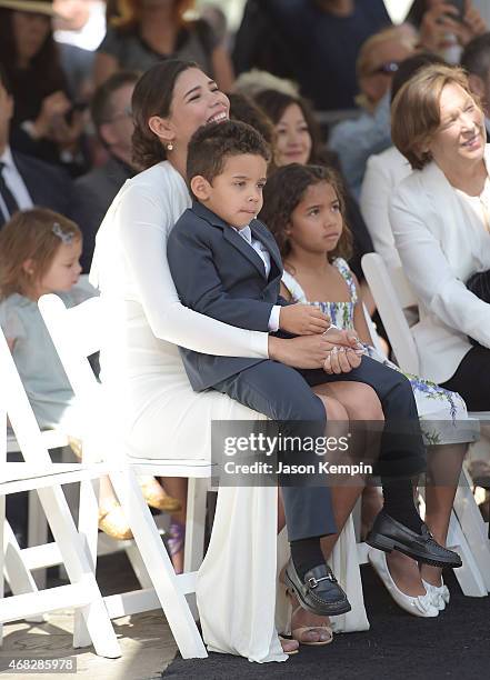 Paloma Jimenez, Vincent Sinclair and Hania Riley attend Vin Diesel's hand and footprint ceremony at TCL Chinese Theatre IMAX on April 1, 2015 in...