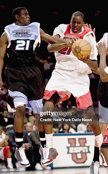 Al-Farouq Aminu, right, against Jrue Holiday during the 2008 Jordan Brand Classic at Madison Square Garden.