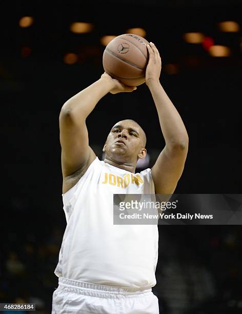 Adonis De La Rosa of Christ the King at the foul line during game action of the 2014 Jordan Brand Classic Regional Team game at the Barclays Center.