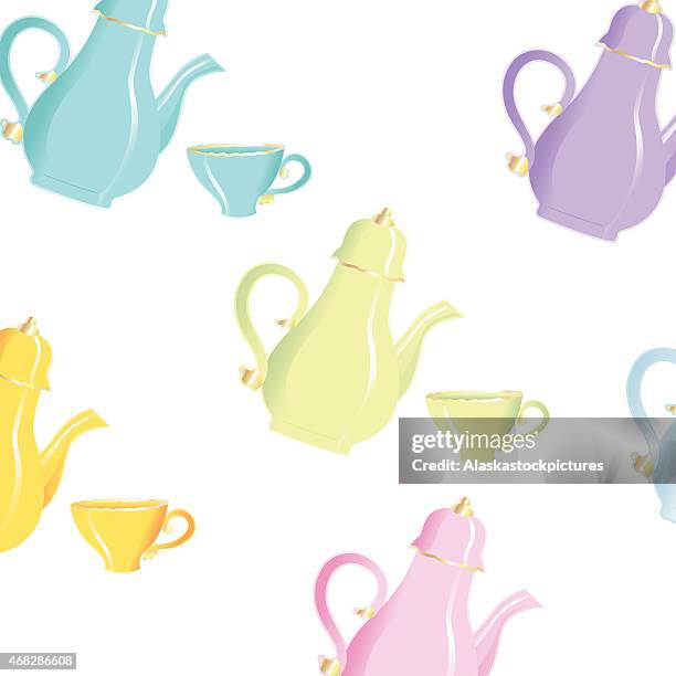 teajugpattern (various colors) - coffee pot pouring stock illustrations