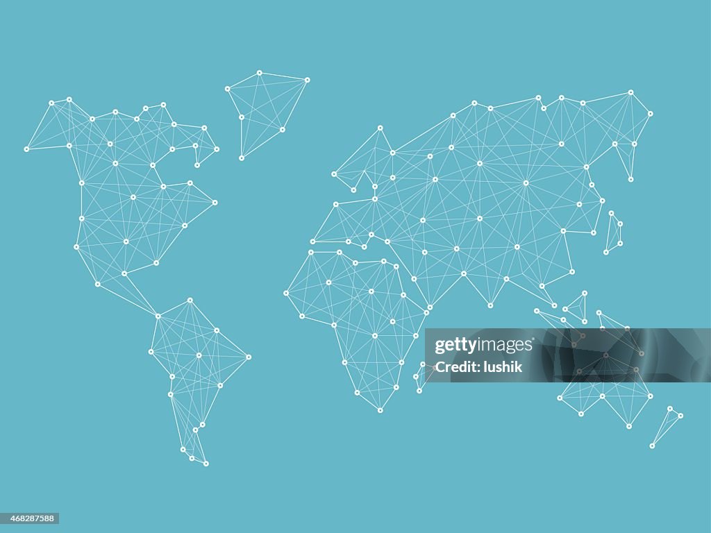 Map Wireframe Design Abstract Wireframe World Map Blueprint Vector High-Res Vector Graphic ...