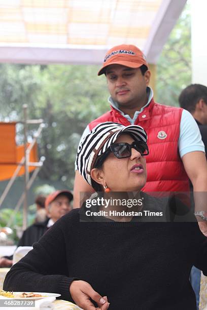 Neelam Pratap Rudy, wife of Rajiv Pratap Rudy, General Secretary of the Bharatiya Janata Party with Jyotiraditya Madhavrao Scindia, Member of...