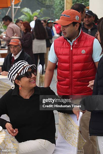 Neelam Pratap Rudy, wife of Rajiv Pratap Rudy, General Secretary of the Bharatiya Janata Party with Jyotiraditya Madhavrao Scindia, Member of...