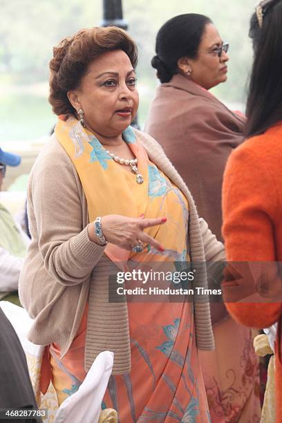 Madhavi Raje Scindia, mother of Jyotiraditya Madhavrao Scindia, Member of Parliament during the ninth edition of the Madhavrao Scindia Golf...
