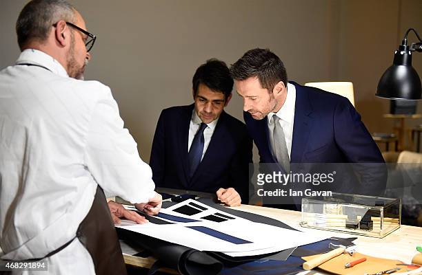 Montblanc CEO Jerome Lambert and actor Hugh Jackman attend the Montblanc Meisterstuck Sfumato Launch on April 1, 2015 in London, England.