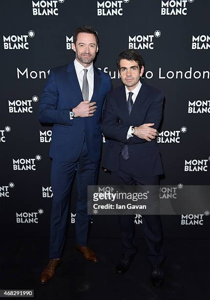 Actor Hugh Jackman and Montblanc CEO Jerome Lambert attend the Montblanc Meisterstuck Sfumato Launch on April 1, 2015 in London, England.