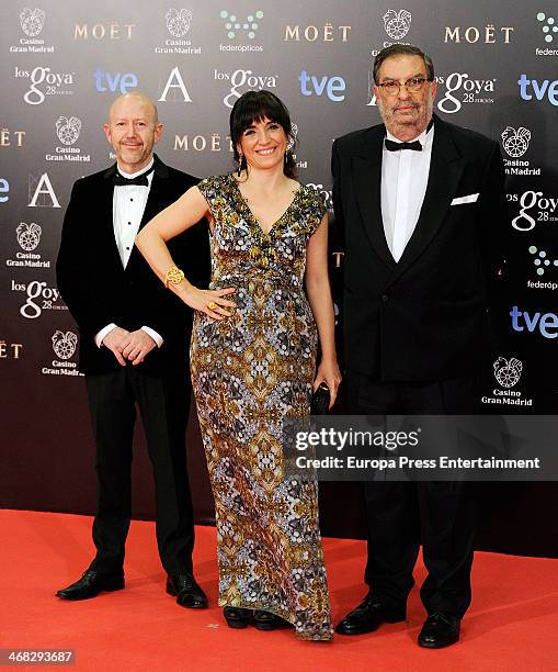 Emilio Pina, Judith Collel and Fernando Gonzalez Macho attend Goya Cinema Awards 2014 at Centro de Congresos Principe Felipe on February 9, 2014 in...