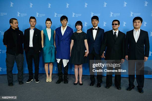 Director Lou Ye, actor Xuan Huang, actress Lu Huang, actor Qin Hao, actress Zhang Lei, actor Guo Xiaodong, actor Mu Huaipeng attend the 'Blind...