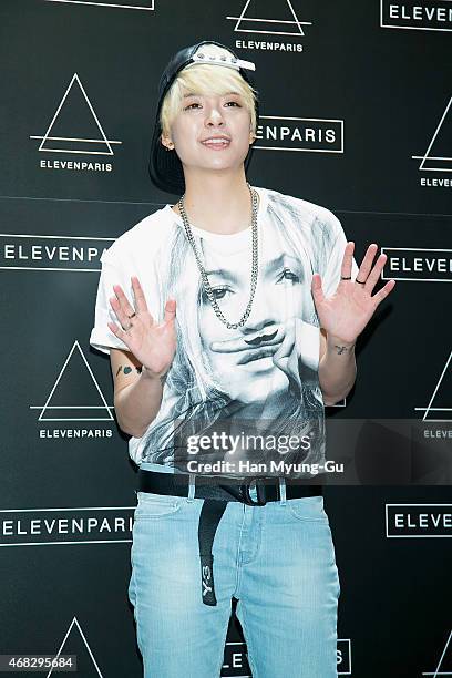 Amber of girl group f attends the photocall for 'ElevenParis' Korean Launch event on April 1, 2015 in Seoul, South Korea.