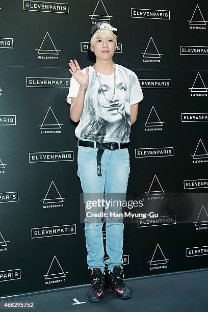 Amber of girl group f attends the photocall for 'ElevenParis' Korean Launch event on April 1, 2015 in Seoul, South Korea.