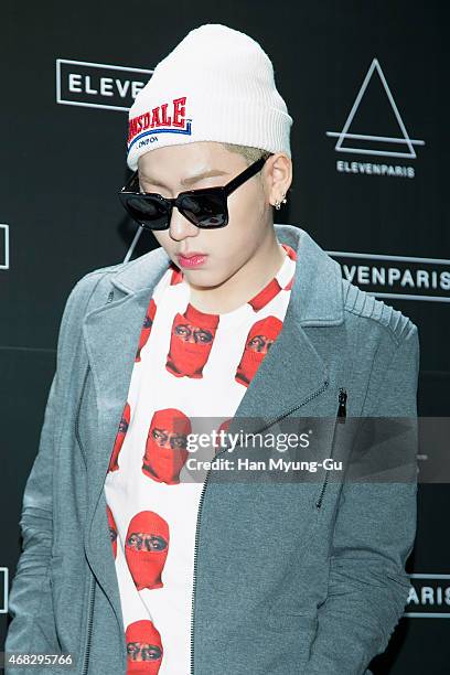 Zico of South Korean boy band Block B attends the photocall for 'ElevenParis' Korean Launch event on April 1, 2015 in Seoul, South Korea.