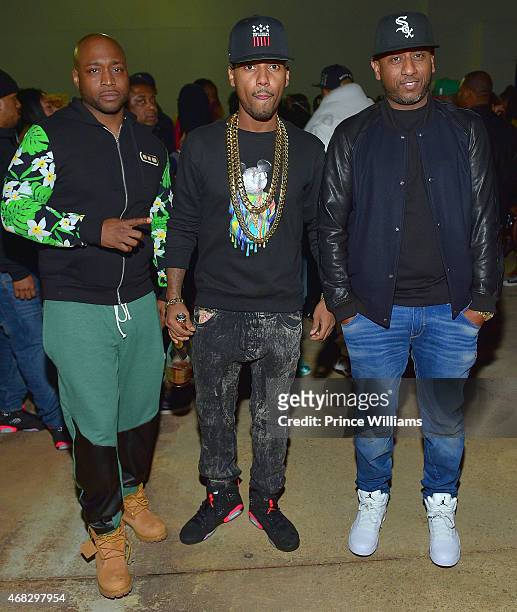 Freekey Zekey, Juelz Santana of the group 'The Diplomats' and Alex Gidewon attend the dipset Official Reunion at Compound on March 28, 2015 in...