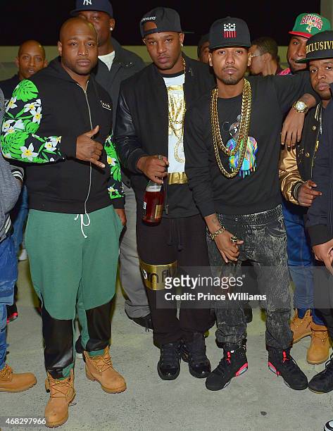 Freekey Zekey, Cam'ron, Juelz Santana, Chubbie Baby of the group 'The Diplomats' attend the Dipset Official Reunion Compound on March 28, 2015 in...