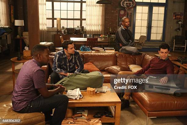 Winston , Nick , Coach and Schmidt prepare to travel to Jess's childhood home in Portland, Oregon for her father's wedding in the "Oregon" episode of...