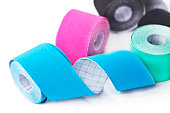 Variety of colorful therapeutic self-adhesive tapes