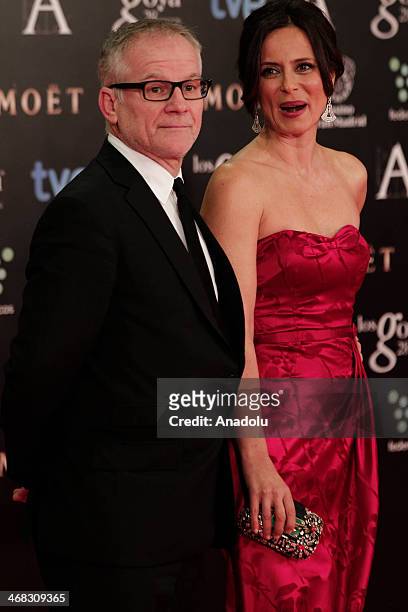 Director of Cannes Festival Thierry Fremaux and Spanish actress Aitana Sanchez Gijon pose for photographers on the red carpet before the Goya Film...