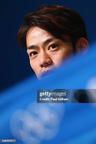 Figure skater Daisuke Takahashi of Japan attends the Japan Fugire skating Mne's team press conference during day 3 of the Sochi 2014 Winter Olympics...
