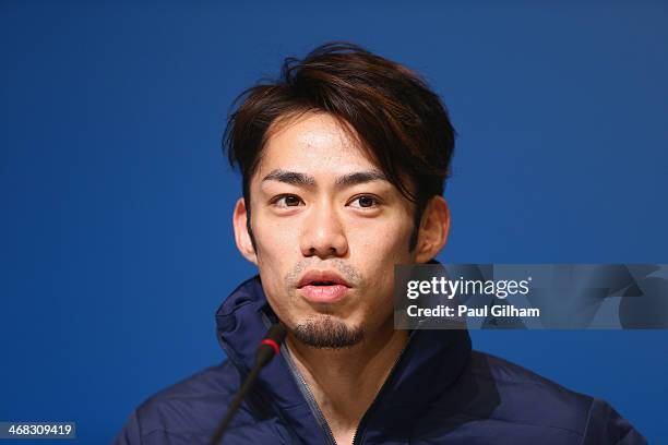 Figure skater Daisuke Takahashi of Japan attends the Japan Fugire skating Mne's team press conference during day 3 of the Sochi 2014 Winter Olympics...