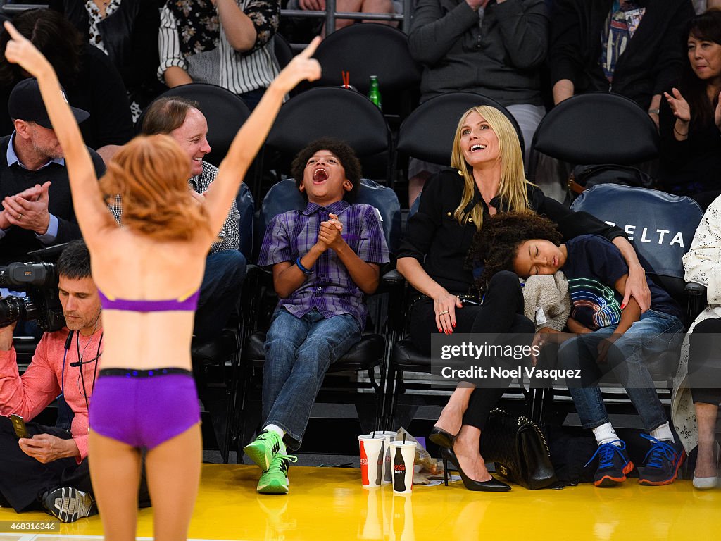 Celebrities At The Los Angeles Lakers Game