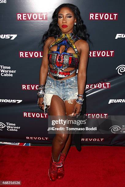 Singer Sevyn Streeter attends the Revolt Live hosts exclusive "Furious 7" takeover with musical performances from the official movie soundtrack held...