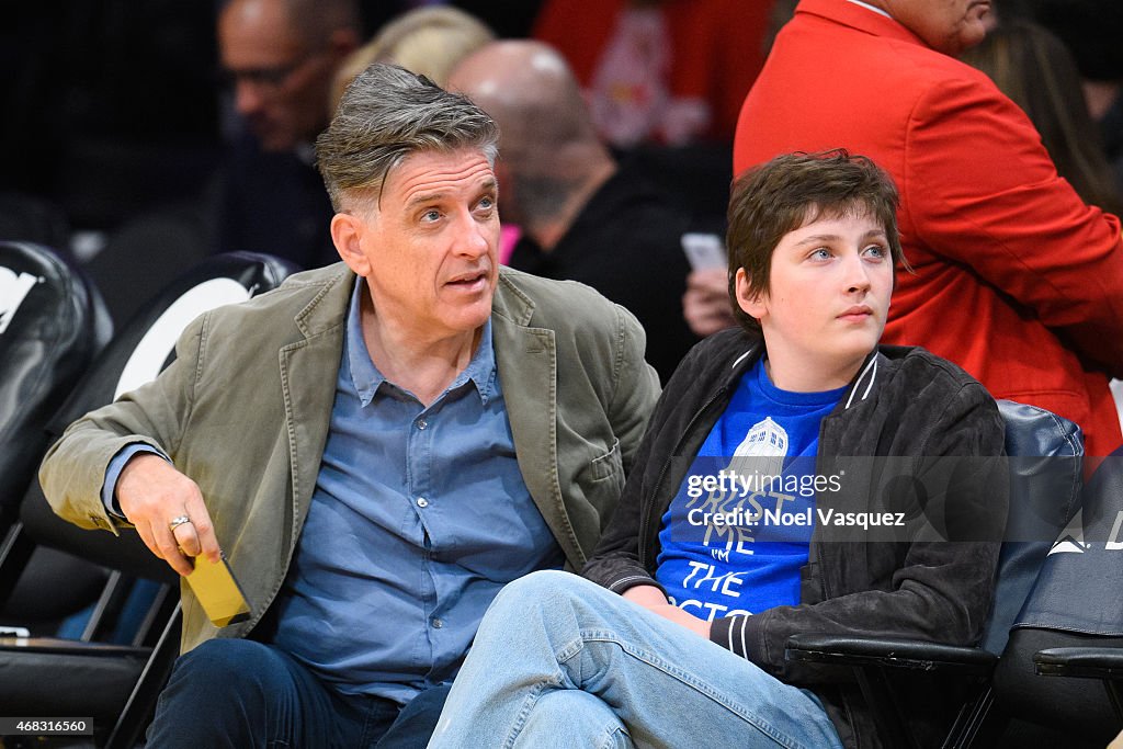 Celebrities At The Los Angeles Lakers Game