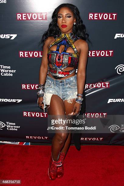 Singer Sevyn Streeter attends the Revolt Live hosts exclusive "Furious 7" takeover with musical performances from the official movie soundtrack held...