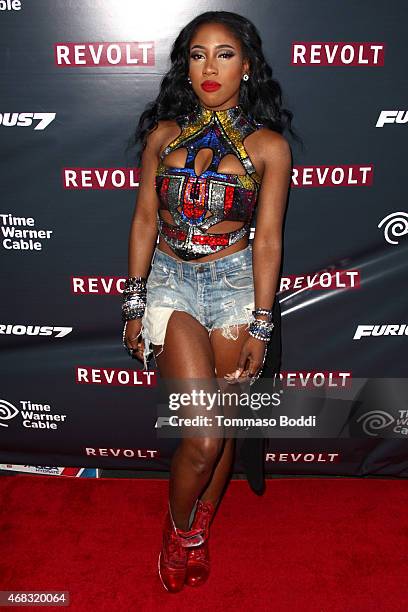 Singer Sevyn Streeter attends the Revolt Live hosts exclusive "Furious 7" takeover with musical performances from the official movie soundtrack held...