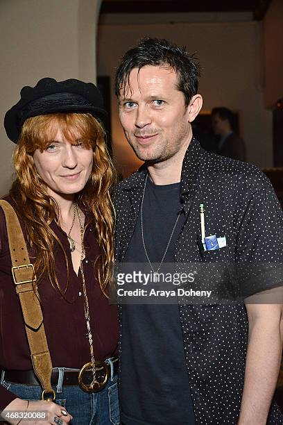 Florence Welch and Robert Montgomery attend a private cocktail party to celebrate the launch of With Love: A Collection of Contemporary British Love...
