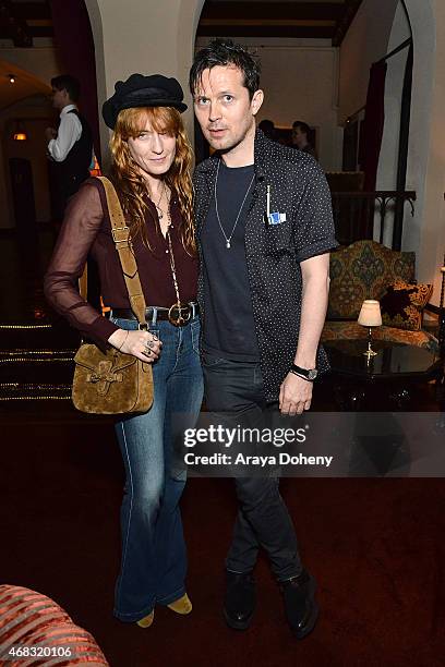 Florence Welch and Robert Montgomery attend a private cocktail party to celebrate the launch of With Love: A Collection of Contemporary British Love...