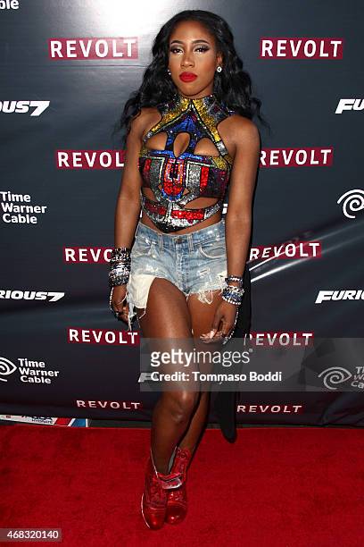 Singer Sevyn Streeter attends the Revolt Live hosts exclusive "Furious 7" takeover with musical performances from the official movie soundtrack held...