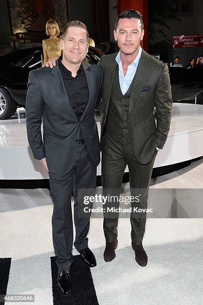 President/CEO of Dodge Brand and SRT Brand Timothy Kuniskis and actor Luke Evans attend the Furious 7 Los Angeles Premiere Sponsored by Dodge at TCL...