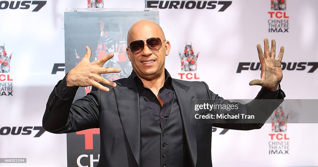Vin Diesel Hand/Footprint Ceremony At TCL Chinese Theatre