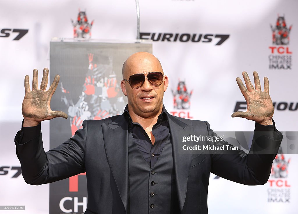 Vin Diesel Hand/Footprint Ceremony At TCL Chinese Theatre