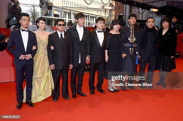 Xuan Huang, Lu Huang, Mu Huaipeng, Qin Hao, unidentified person, Zhang Lei, Guo Xiaodong, director Lou Ye and Ma Yingli attend the 'Blind Massage'...