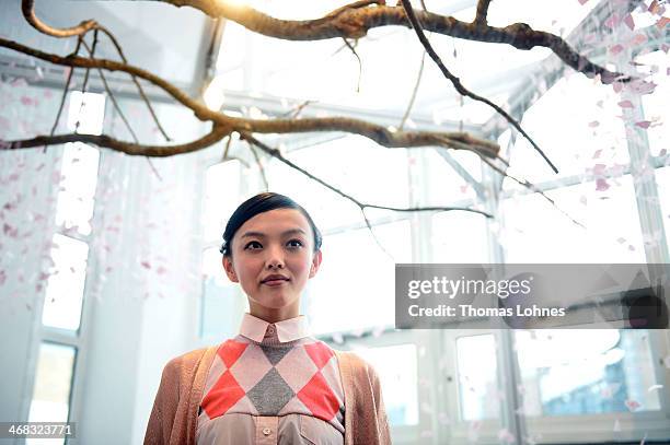 Actress Rila Fukushima visits the Japan exebition at the 'Ambiente 2014' on February 10, 2014 in Frankfurt am Main, Germany. Japan is the partner...