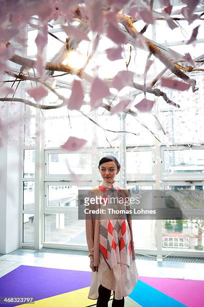 Actress Rila Fukushima visits the Japan exebition at the 'Ambiente 2014' on February 10, 2014 in Frankfurt am Main, Germany. Japan is the partner...