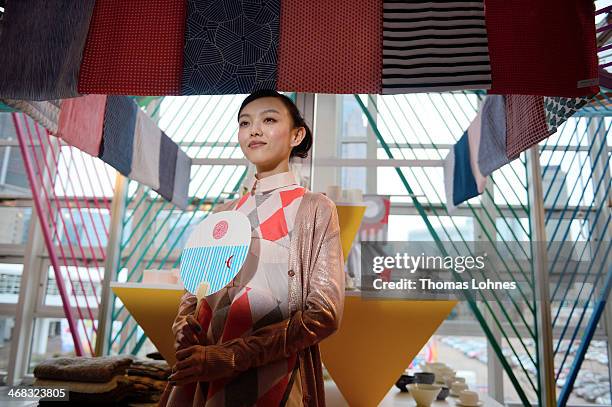 Actress Rila Fukushima visits the Japan exebition at the 'Ambiente 2014' on February 10, 2014 in Frankfurt am Main, Germany. Japan is the partner...