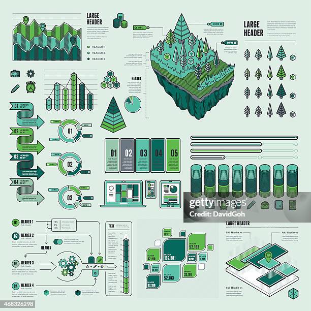 flat ui infographic elements - tree cut stock illustrations