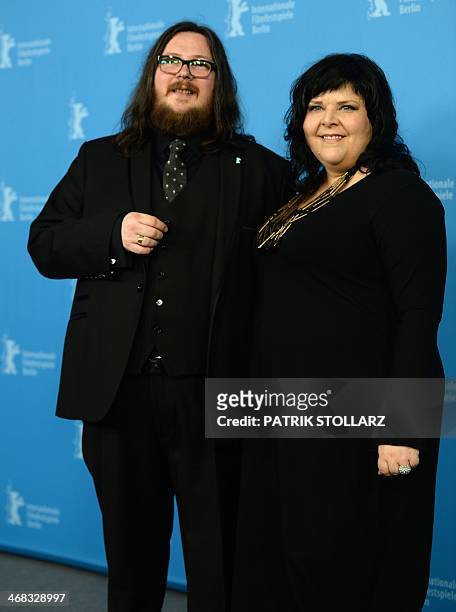 British producer Iain Forsyth and British director Jane Pollard pose at a photocall for the film "20,000 Days on Earth" presented in the Berlinale...