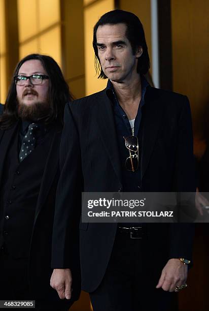 British producer Iain Forsyth and Australian songwriter Nick Cave arrive for a photocall for the film "20,000 Days on Earth" presented in the...