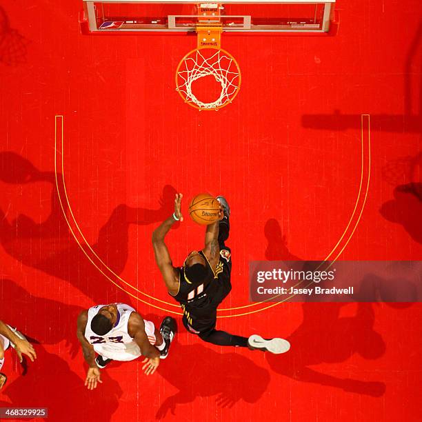 Leslie of The Erie BayHawks drives to the basket against the Iowa Energy in an NBA D-League game on February 8, 2014 at the Wells Fargo Arena in Des...