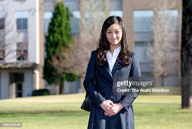 Princess Kako of Akishino is seen upon arrival at the International Christian University to attend the welcome ceremny on April 2, 2015 in Mitaka,...