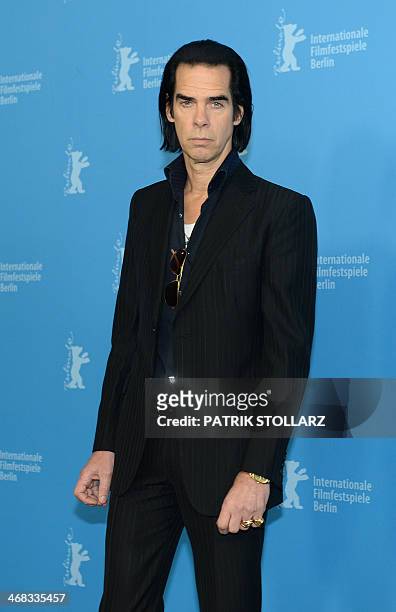 Australian songwriter Nick Cave poses at a photocall for the film "20,000 Days on Earth" presented in the Berlinale Panorama section of the 64th...