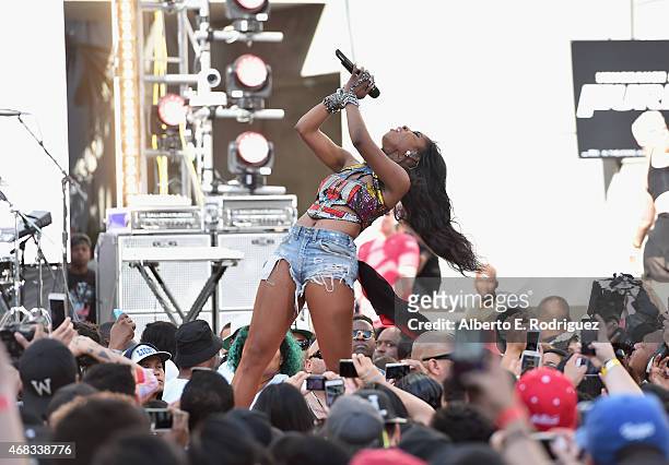 Singer Sevyn Streeter performs at Revolt Live Hosts Exclusive "Furious 7" Takeover with Musical Performances From the Official Motion Picture...
