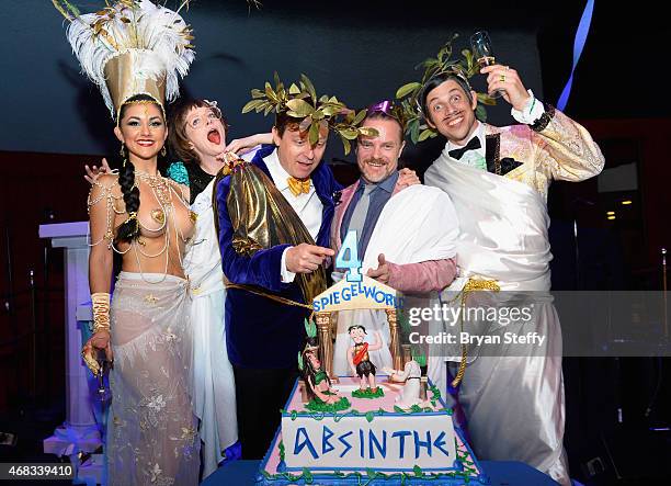 Cast members Joy Jenkins, Melody Sweets, producers Ross Mollison and David Foster and cast member The Gazillionaire attend the show's fourth...